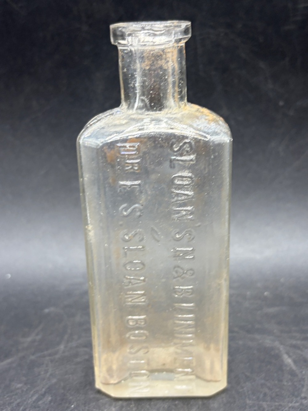 Antique Sloan's N & B Liniment Dr. E.S. Sloan Boston Embossed Apothecary Bottle